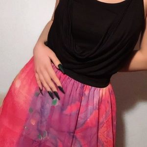 Black Mini Dress w/ Colorful Skirt - Like New